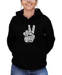 Women's Hooded Word Art Peace Out Sweatshirt Top