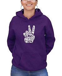 Women's Hooded Word Art Peace Out Sweatshirt Top
