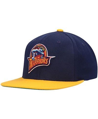 Men's Mitchell & Ness Navy, Gold Golden State Warriors Hardwood Classics Team Two-Tone 2.0 Snapback Hat