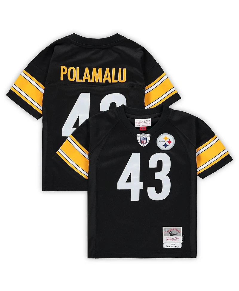 Infant Boys and Girls Mitchell & Ness Troy Polamalu Black Pittsburgh Steelers 2005 Retired Legacy Jersey