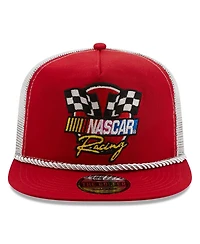 Men's New Era Red, White Nascar Golfer Snapback Adjustable Hat