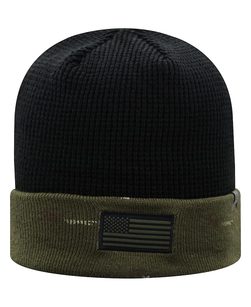 Men's Top of The World Olive, Black Indiana Hoosiers Oht Military-Inspired Appreciation Skully Cuffed Knit Hat