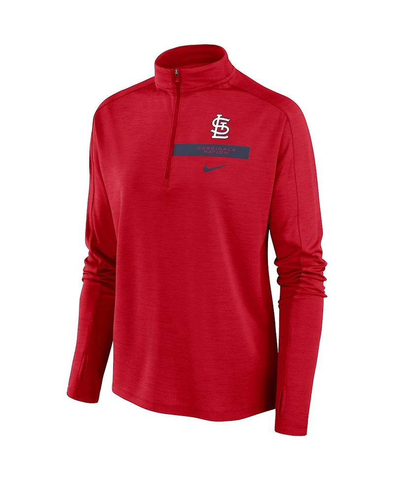 Women's Nike Red St. Louis Cardinals Primetime Local Touch Pacer Quarter-Zip Top