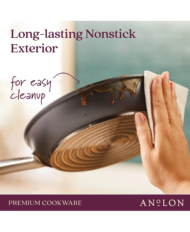 Anolon Accolade Forged Hard-Anodized Nonstick Cookware Set, 10-Piece, Moonstone