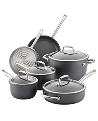 Anolon Accolade Forged Hard-Anodized Nonstick Cookware Set, 10-Piece, Moonstone