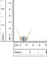 Cubic Zirconia & Enamel Evil Eye 16" Pendant Necklace in 14k Gold-Plated Sterling Silver