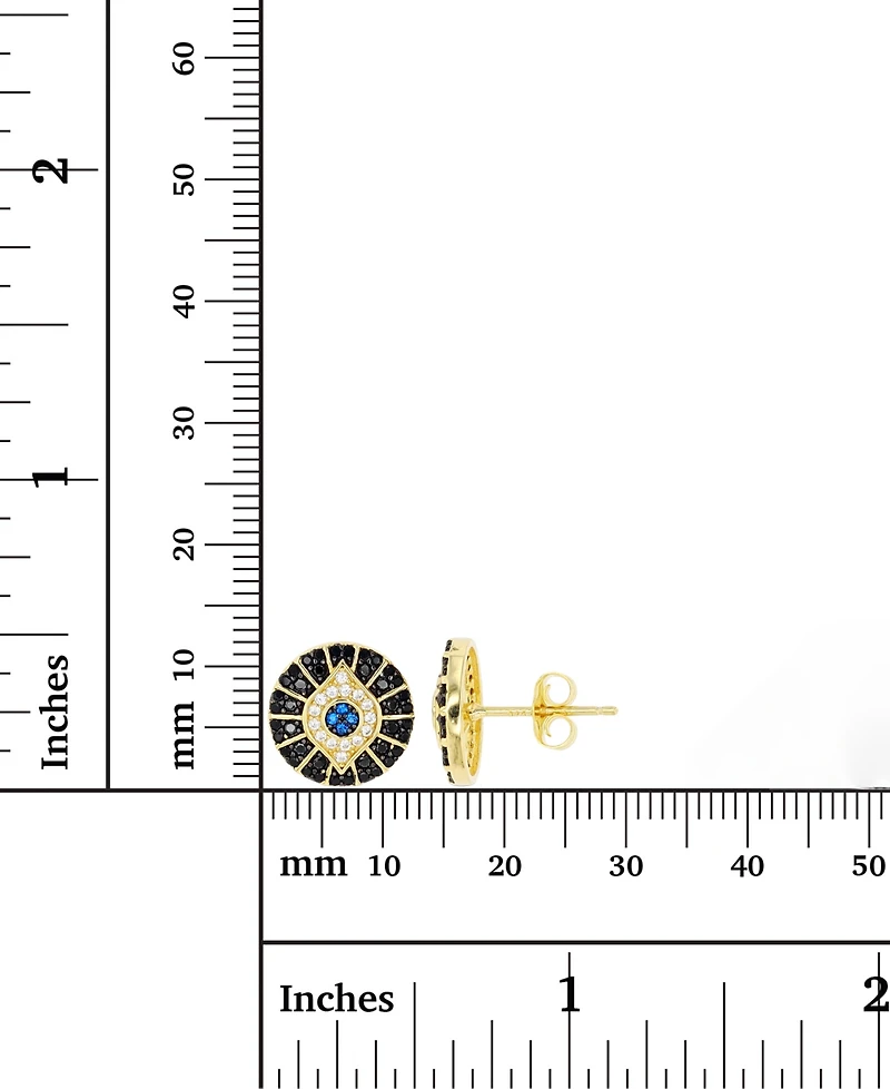 2-Pc. Set Cubic Zirconia Evil Eye Pendant Necklace & Matching Stud Earrings in 14k Gold-Plated Sterling Silver
