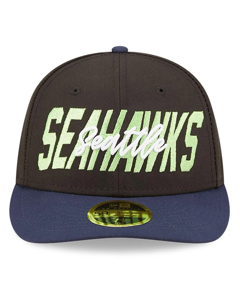 Men's New Era Black and Navy Seattle Seahawks 2022 Nfl Draft Low Profile 59FIFTY Fitted Hat