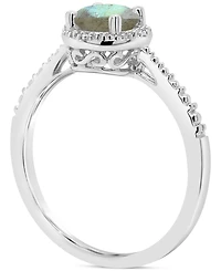 Cultured Freshwater Pearl & Diamond Accent Ring Sterling Silver (Also Onyx, Turquoise, Labradorite )