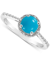 Cultured Freshwater Pearl & Diamond Accent Ring Sterling Silver (Also Onyx, Turquoise, Labradorite )