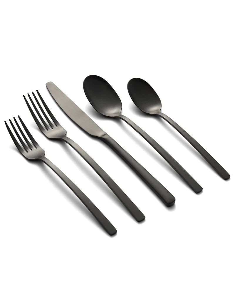 Cambridge Silversmiths Beacon Black Satin -Piece Flatware Set