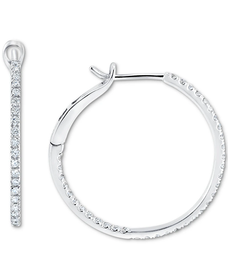 Diamond In & Out Hoop Earrings (1/2 ct. t.w.) in 10K White Gold
