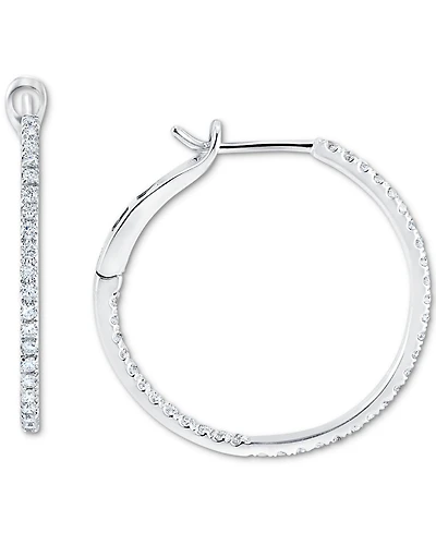 Diamond In & Out Hoop Earrings (1/2 ct. t.w.) in 10K White Gold