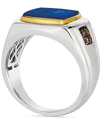 Le Vian Men's Lapis Lazuli & Chocolate Diamond (1/10 ct. t.w.) Ring in Sterling Silver & 14k Gold