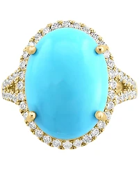 Effy Turquoise & Diamond (5/8 ct. t.w.) Halo Ring in 14k Gold