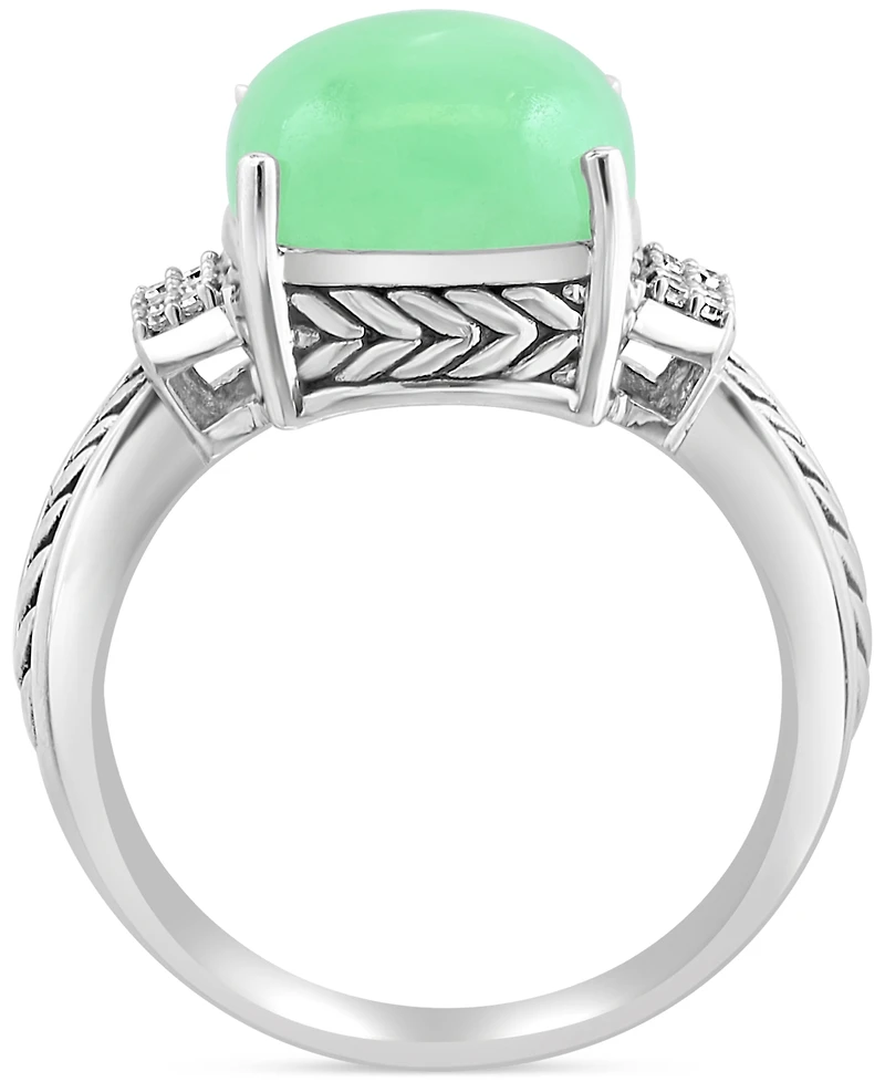 Effy Dyed Green Jade & Diamond (1/20 ct. t.w.) Statement Ring in Sterling Silver