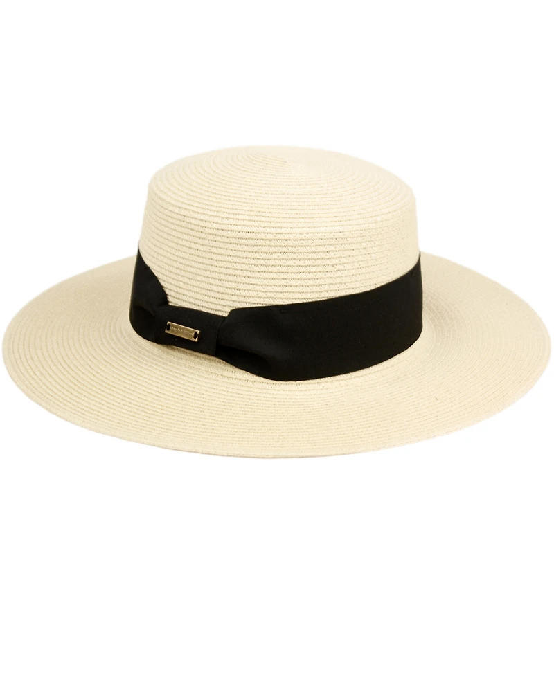 Angela & William Unisex Flat Brim Boater Straw Sun Hat