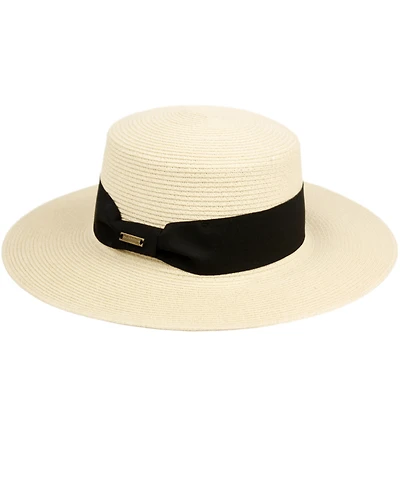 Angela & William Unisex Flat Brim Boater Straw Sun Hat