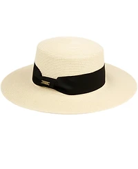 Angela & William Unisex Flat Brim Boater Straw Sun Hat