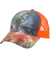 Women's Ponytail Messy Buns Tie Dye Truck Mesh Ponycap Hat