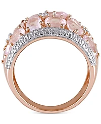 Rose Quartz (6 ct. t.w.) & Diamond (1/20 Openwork Statement Ring Gold-Plated Sterling Silver