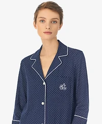 Lauren Ralph Knit Notch Collar Cotton Sleep Shirt