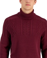 Club Room Men's Chunky Cable Knit Turtleneck Sweater, Created for Macy's