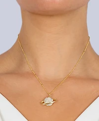 Women's Clear Crystal Saturn Pendant Necklace
