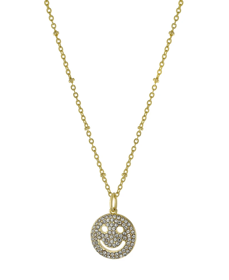 Women's Clear Crystal Smiley Face Pendant Necklace