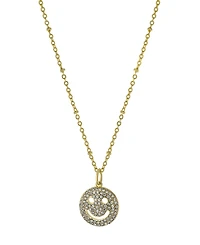 Women's Clear Crystal Smiley Face Pendant Necklace