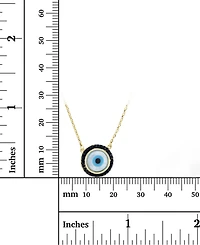 Cubic Zirconia & Enamel Evil Eye Pendant Necklace in 14k Gold-Plated Sterling Silver, 16" + 1" extender