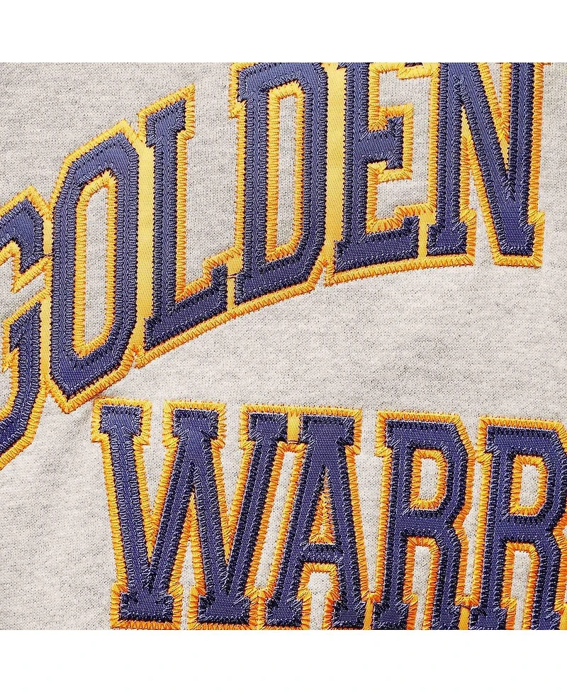 Men's Mitchell & Ness Baron Davis Heather Gray Golden State Warriors Big and Tall Name Number Pullover Hoodie