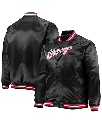Men's Mitchell & Ness Chicago Bulls Big and Tall Hardwood Classics Raglan Satin Full-Snap Jacket