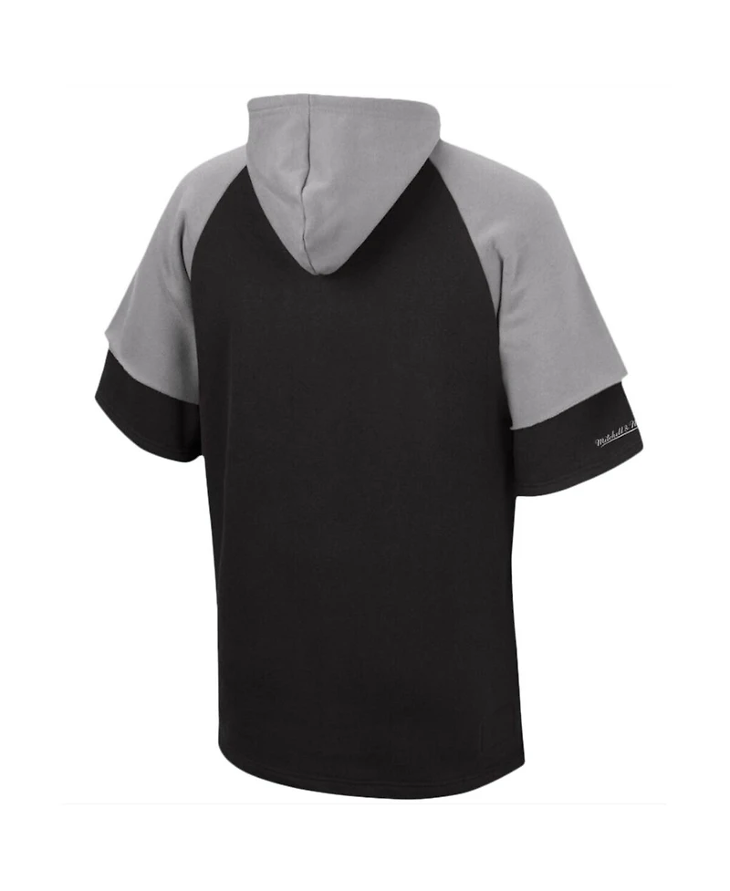 Men's Mitchell & Ness Black Las Vegas Raiders Home Advantage Raglan Short Sleeve Pullover Hoodie