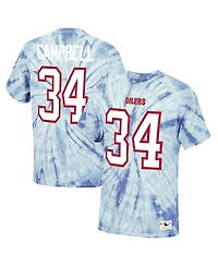 Men's Mitchell & Ness Earl Campbell Light Blue Houston Oilers Tie-Dye Retired Player Name and Number T-shirt