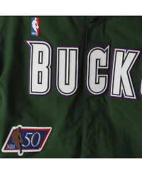 Men's Mitchell & Ness Hunter Green Milwaukee Bucks Hardwood Classics Authentic Warm-Up Full-Snap Jacket