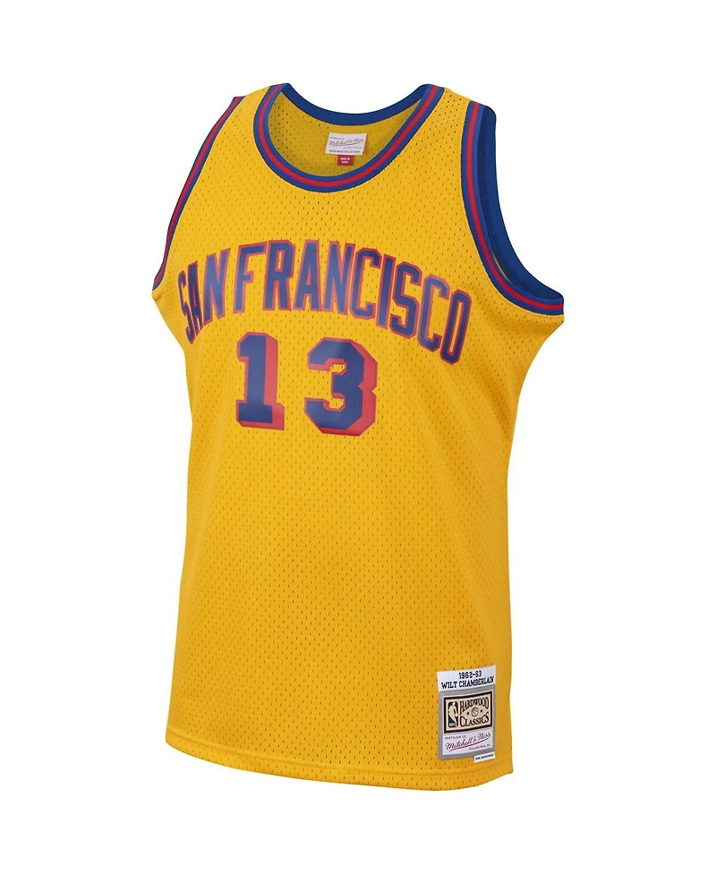 Men's Mitchell & Ness Wilt Chamberlain Gold San Francisco Warriors 1962-63 Hardwood Classics Swingman Jersey