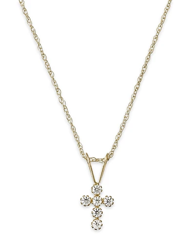 Children's Cubic Zirconia Cross Pendant Necklace in 14k Gold