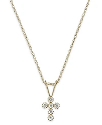 Children's Cubic Zirconia Cross Pendant Necklace in 14k Gold