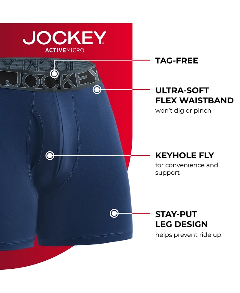 Jockey 3-Pack Active Microfiber 5" Boxer Briefs