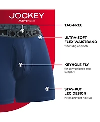 Jockey 3-Pack Active Microfiber 5" Boxer Briefs