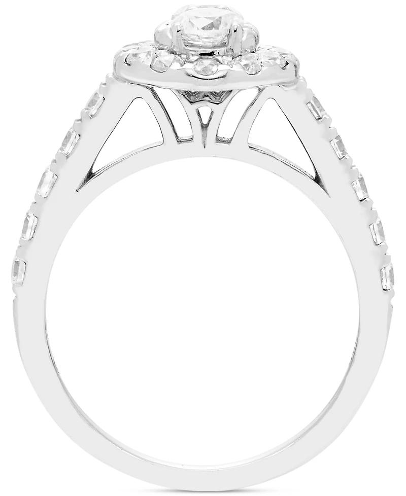 Diamond Oval Cluster 3-Pc Bridal Set (3 ct. t.w.) in 14k White Gold