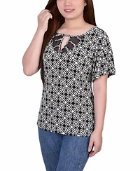 Women's Mesh Flutter Sleeve Knit Top