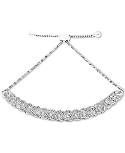 Wrapped Diamond Large Link Bolo Bracelet (1/2 ct. t.w.) Sterling Silver or 14k Gold-Plated Silver, Created for Macy's