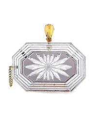Women's Perfume Bottle Clear Flower Cut Acrylic Box Clutch