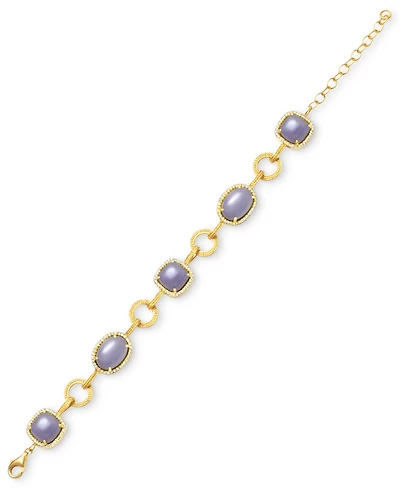 Dyed Green Jade & White Topaz (1 ct. t.w.) Halo Link Bracelet 14k Gold-Plated Sterling Silver (Also Lavender Red Jade)