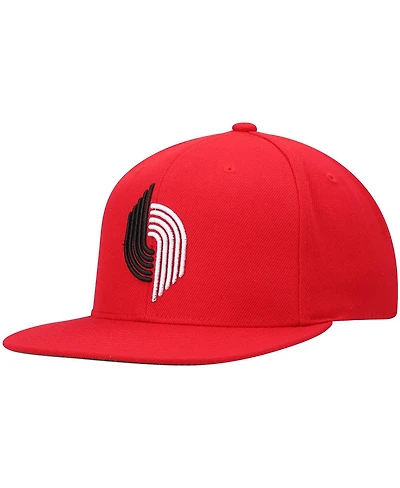 Men's Mitchell & Ness Red Portland Trail Blazers Hardwood Classics Team Ground 2.0 Snapback Hat