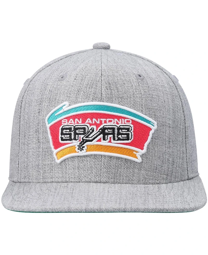 Men's Mitchell & Ness Heathered Gray San Antonio Spurs Hardwood Classics Team 2.0 Snapback Hat