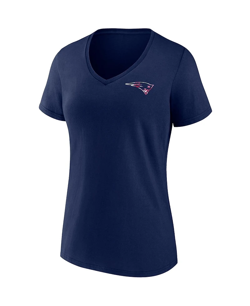 Women's Fanatics Navy New England Patriots Team Mother's Day V-Neck T-shirt