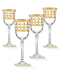Lorren Home Trends 4 Piece Infinity Gold Ring Red Wine Goblet Set